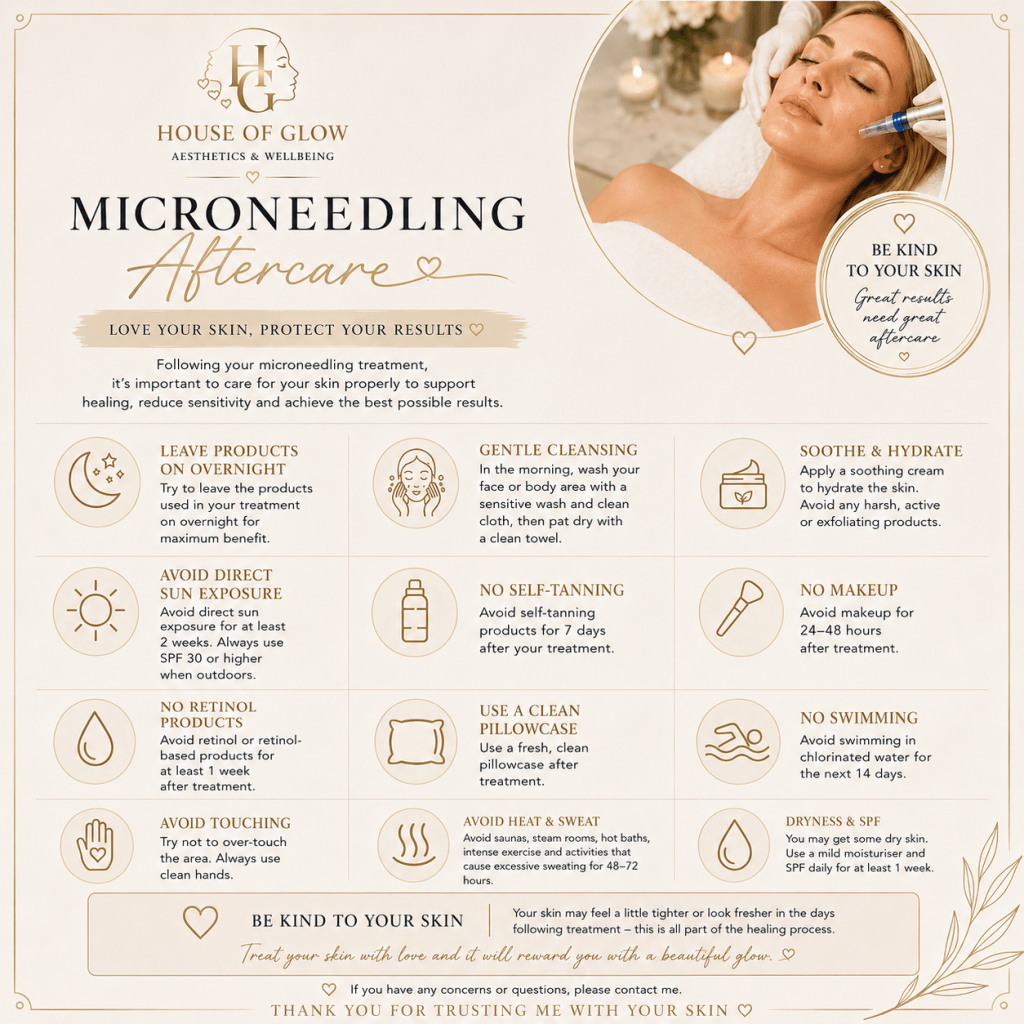 Microneedling aftercare advice from House Of Glow
